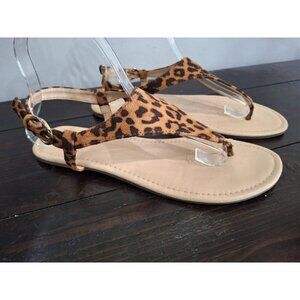 EUC Ann Taylor Factory Leopard Print Thong Slingback Sandal/Sz. 8M